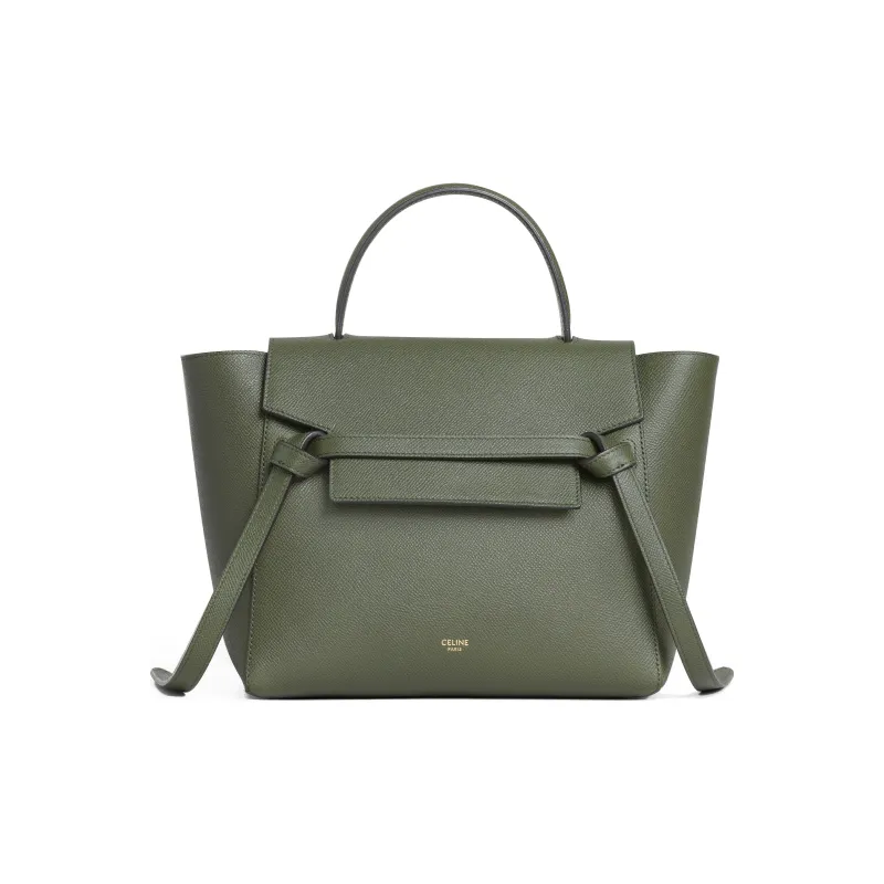 CELINE Belt Grained Calfskin Catfish Bag Handbag One Shoulder Handbag Crossbody Bag Micro Women's Khaki Green-0