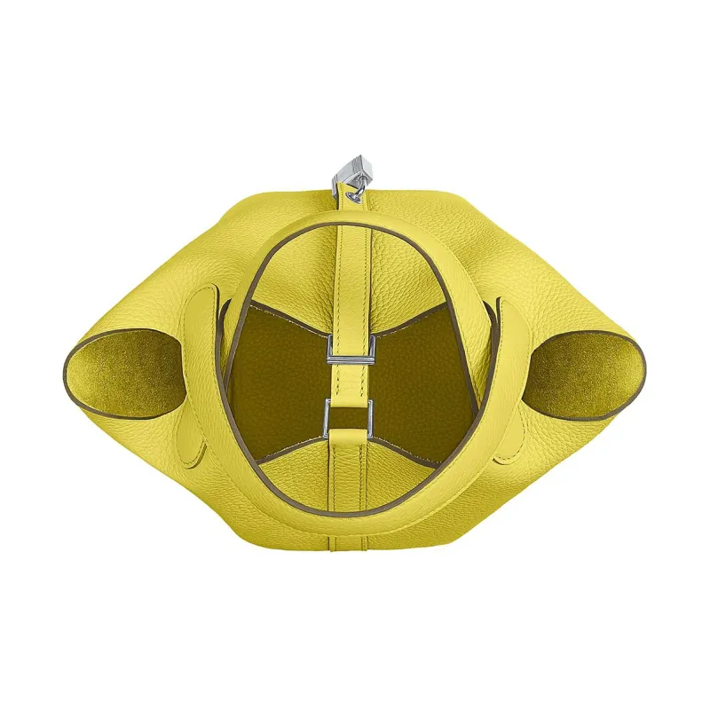 HERMES Picotin Lock Little Bull Leather Basket Bag Handbag Bucket Bag Women's 9R Lime Lemon-2