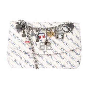 Balenciaga Leather Pillow Bag Shoulder Bag Crossbody Bag Women's White