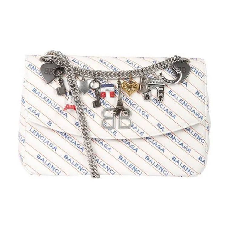Balenciaga Leather Pillow Bag Shoulder Bag Crossbody Bag Women's White-0