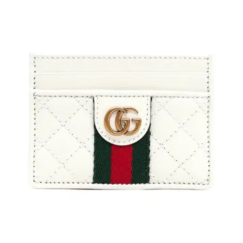 GUCCI Leather Card Holder Card Holder Women's White