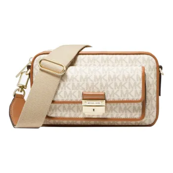 MICHAEL KORS Bradshaw Polyurethane Camera Bag, Shoulder Bag, Crossbody Bag Medium Size Women's Vanilla White
