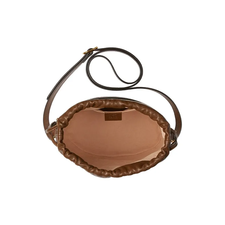 GUCCI Horsebit 1955 Canvas With Leather Bucket Bag, Shoulder Bag, Crossbody Bag Women's Brown-4