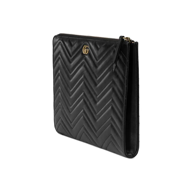 GUCCI GG Marmont Quilting Leather Clutch Men's Black-1