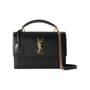 SAINT LAURENT Sunset Top Handle In Smooth Leather Black