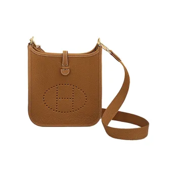 HERMES Evelyne Little Bull Leather Shoulder Bag Crossbody Bag Mini Unisex Brown