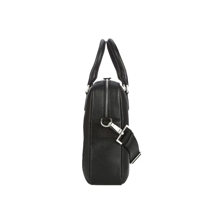EMPORIO ARMANI Cow Leather Briefcase, Crossbody Bag, Handbag Regular Men's Black-2