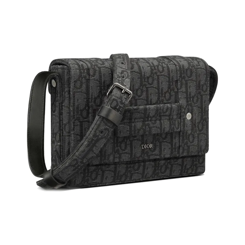 DIOR Jacquard Messenger Bag Shoulder Bag Crossbody Bag Small Size Men's Black-1