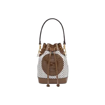 FENDI Mon Tresor Cow Leather Bucket Bag, Shoulder Bag, Crossbody Bag, Handbag Mini Women's White/Brown
