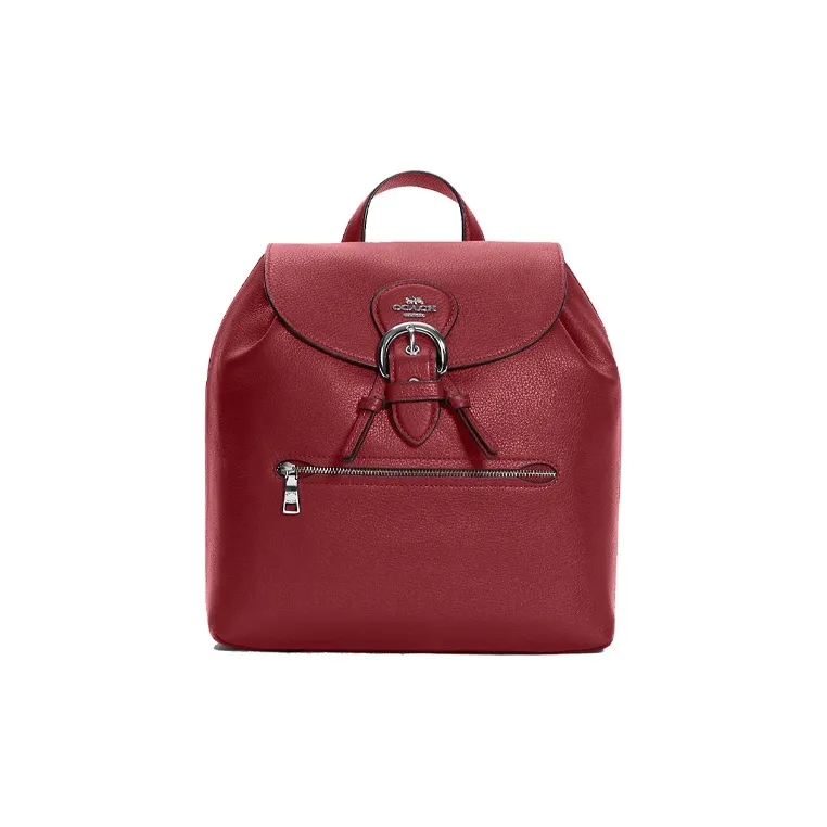 COACH Kleo Leather Backpack Medium Size Women's Cherry Red-0