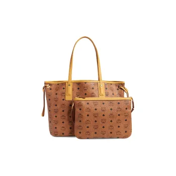 MCM Liz Visetos Leather Tote Bag, Shopping Bag, Combo Bag, Handbag, Shoulder Bag Large Size Women's