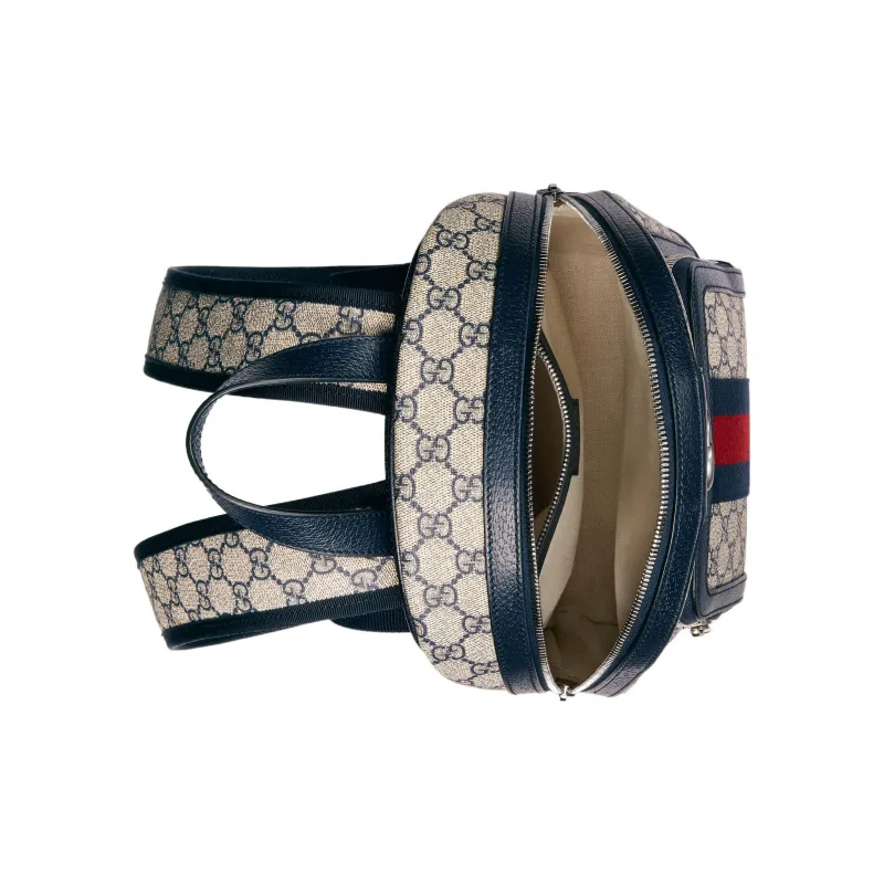 GUCCI Ophidia Canvas With Leather Backpack Trumpets Unisex Blue/Beige-5