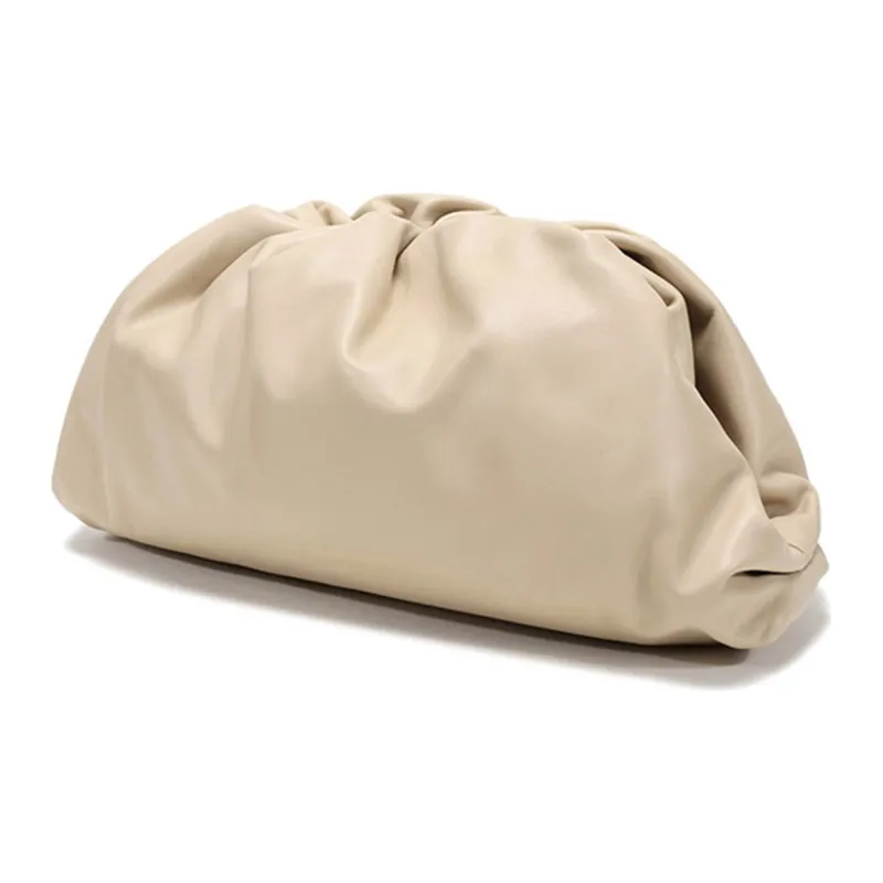 Bottega Veneta Leather Cloud Bag Clutch Tubas Women's Oat-1