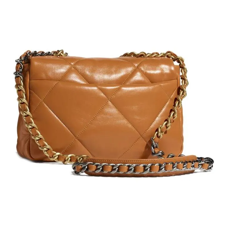 CHANEL 19Bag Lambskin Portable Crossbody Bag, Shoulder Bag Women's Brown-1