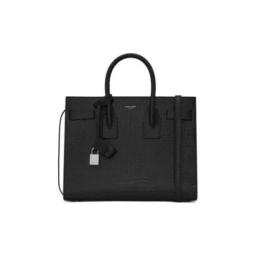 SAINT LAURENT Crocodile Pattern Leather Shoulder Bag Crossbody Bag Handbag Women's Black