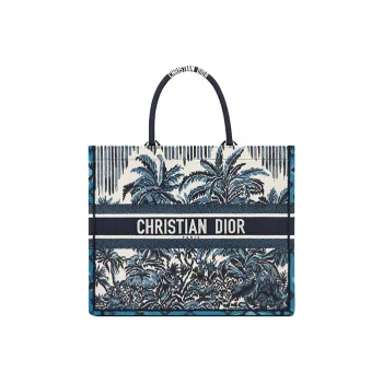 DIOR BookTote Embroidery Tote Bag Shopping Bag Handbag Regular Women's Blue