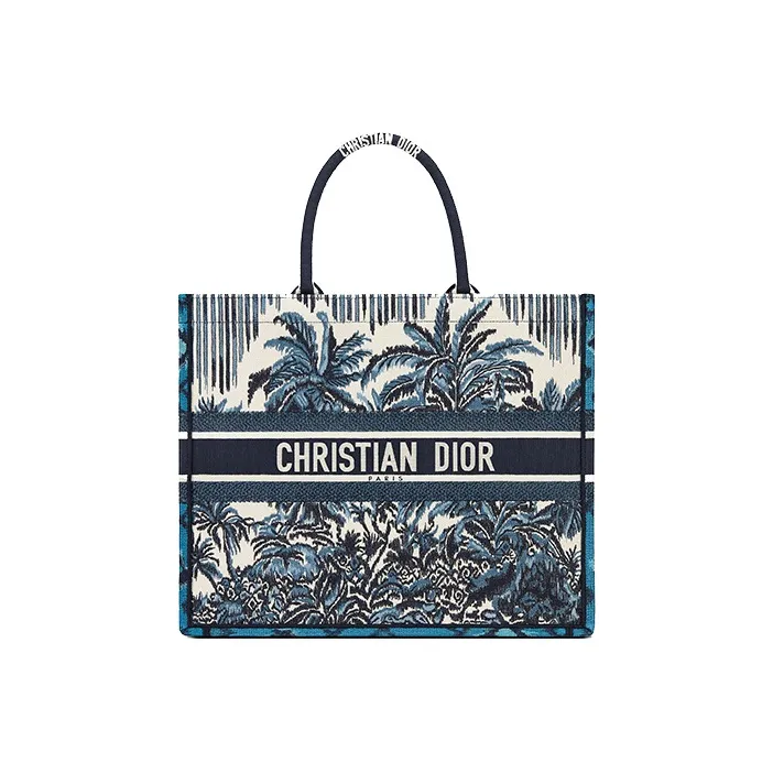 DIOR BookTote Embroidery Tote Bag, Shopping Bag, Handbag Regular Women's Blue-0