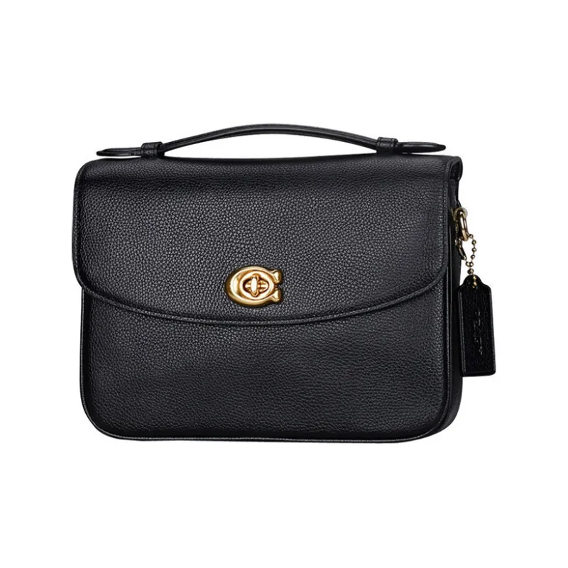 COACH Cassie Leather Messenger Bag Handbag Shoulder Bag Crossbody Bag Medium Size Women's Black-1