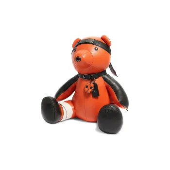 COACH Naruto, Collaboration Bag Charm Pebbled Leather Bag Accessory Unisex Orange & Black
