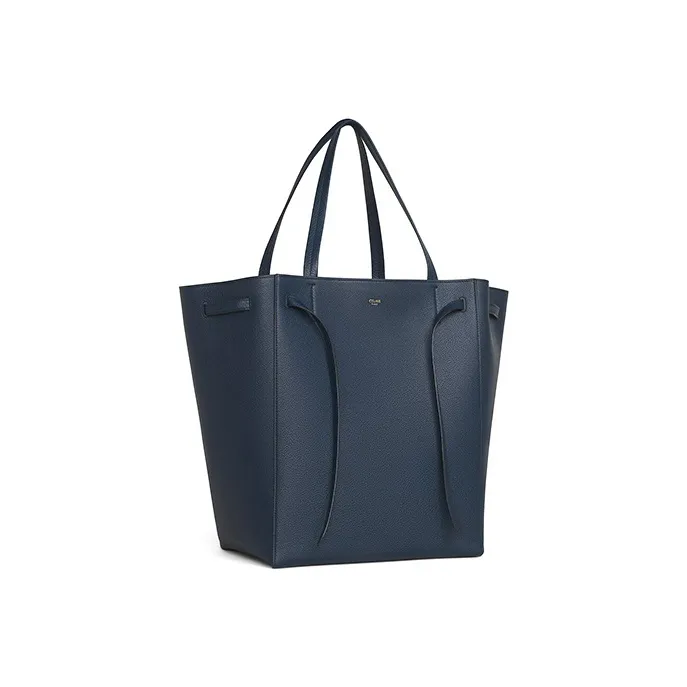 CELINE Grained Cow Leather Tote Shoulder Handbag Medium Size Women's Marine Blue-1