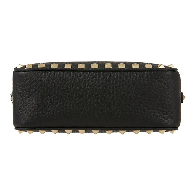 Valentino Cow Leather Camera Bag, Small Square Bag, Crossbody Bag, Shoulder Bag Women's Black-3