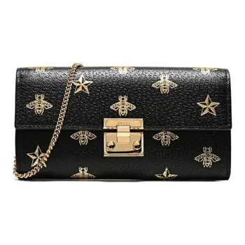 GUCCI Padlock Leather Lock Handbag Shoulder Bag Clutch Shoulder Bag Mini Women's Black