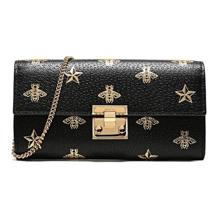 GUCCI Padlock Leather Lock Bag, Handbag, Shoulder Bag, Clutch, Shoulder Bag Mini Women's Black-0