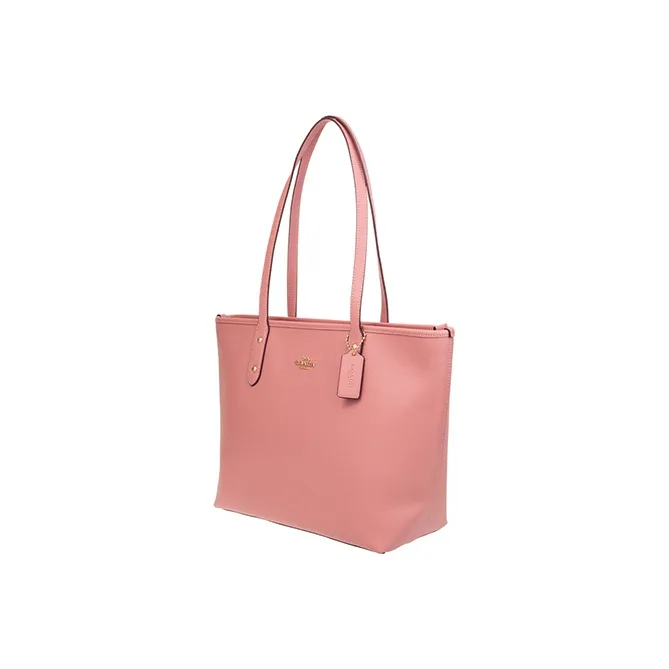 COACH City Zip Tote Leather Tote Bag Shopping Bag Handbag Shoulder Bag Women's Cherry Blossom Pink-3