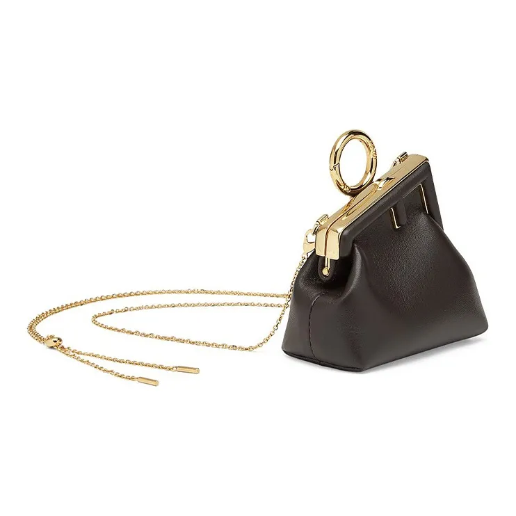 FENDI First Sheepskin Earphone Case Shoulder Bag, Crossbody Bag Extra Mini Women's Black-1