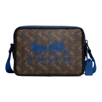COACH Charter Canvas With Leather Shoulder Bag, Crossbody Bag Medium Size Men's Dark Blue