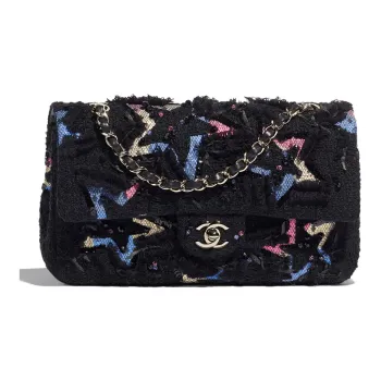 CHANEL Classic Flap CF Cotton Shoulder Bag Women's Black