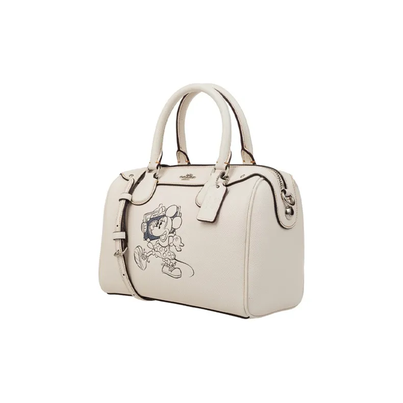 COACH Bennett Leather Boston Bag Shoulder Bag Crossbody Bag Handbags Mini Women's White-1