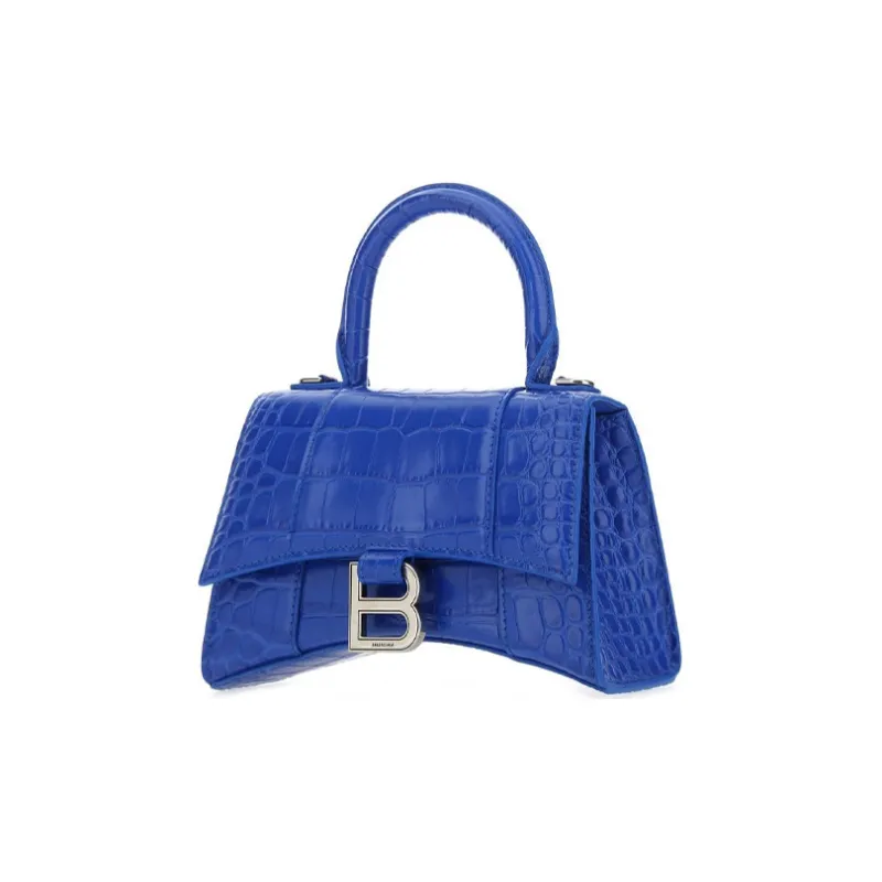 Balenciaga Hourglass Xs Embossed Tote Bag Royal Blue-1