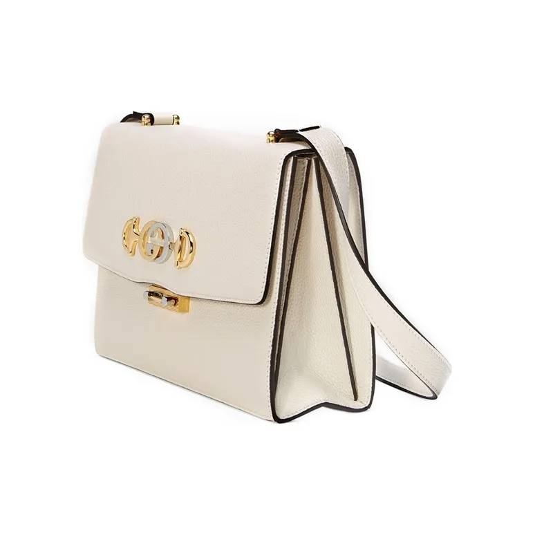 GUCCI Zumi Grained Leather Shoulder Bag Crossbody Bag Small Size Women's White-1