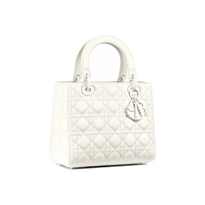 DIOR Lady Dior Matte Cow Leather Daisie Bag Portable Crossbody Bag Shoulder Bag Medium Size Women's White-1