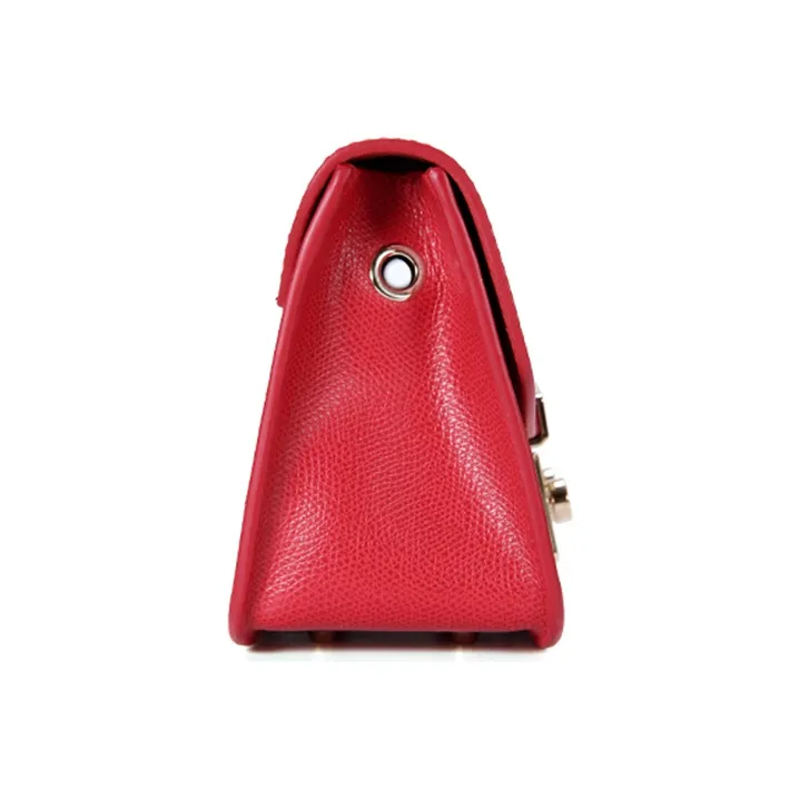 Furla Metropolis Collection Cow Leather Chain Bag Small Square Bag Shoulder Bag Crossbody Bag Women's Red-3