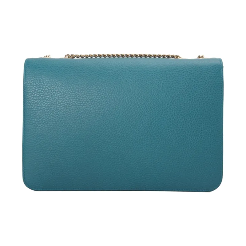 GUCCI Litchi Grain Leather Messenger Bag Trunk Bag Crossbody Bag Shoulder Bag Women's Peacock Blue-2