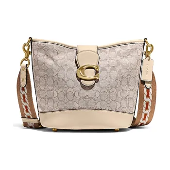 COACH TALI Jacquard Fabric Bucket Bags Shoulder Bag Crossbody Bag Large Size Women's Light Khaki/Beige