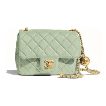 CHANEL 22c Early Spring Leather Shoulder Bag Crossbody Bag Women's Mint Green