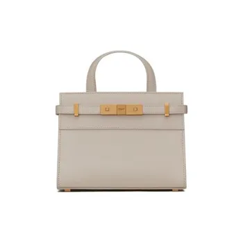 SAINT LAURENT Box Leather Shoulder Bag, Crossbody Bag, Handbag Regular Women's White