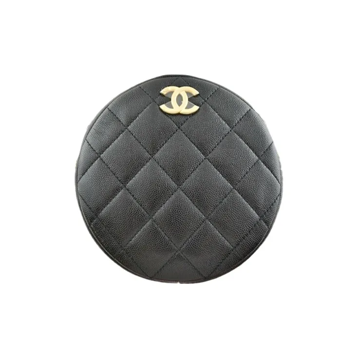 CHANEL Calfskin Shoulder Bag, Crossbody Bag Trumpets Unisex Black-1