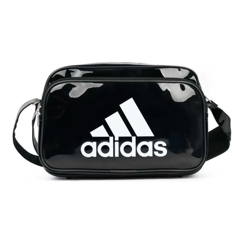 Adidas Polyurethane Gym Bag Shoulder Bag Crossbody Bag Small Size Unisex Black-0