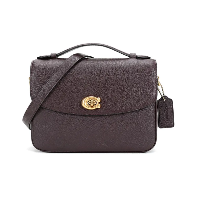 COACH Leather Messenger Bag Handbag Crossbody Bag Medium Size Women's Dark Red-0