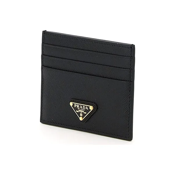 PRADA Saffiano Leather Card Holder Small Size Women's Black-2