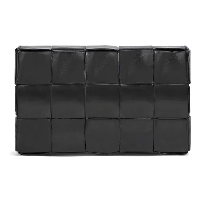 Bottega Veneta Cassette Intreccio Crossbody Bag Medium Black-3