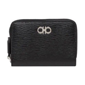 FERRAGAMO Cow Leather Wallet Unisex Black