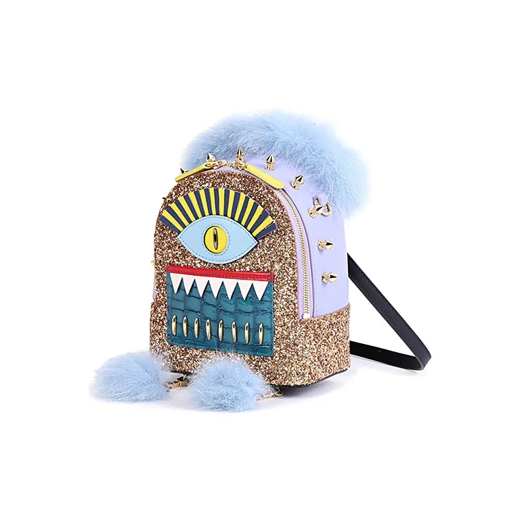 FION Cow Leather Backpack Regular Women's Color/Blue-1
