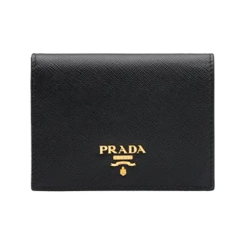 PRADA Leather Wallet Small Size Women's Black