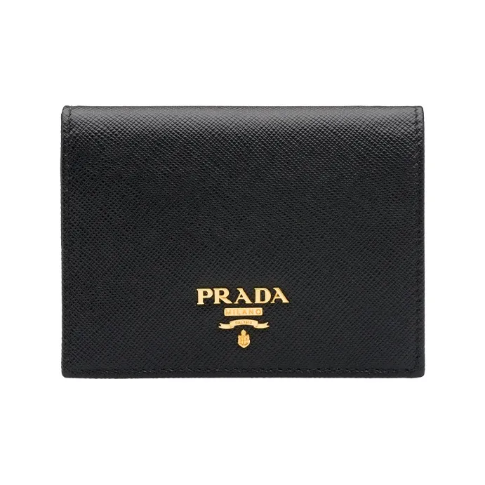 PRADA Leather Wallet Small Size Women's Black-0