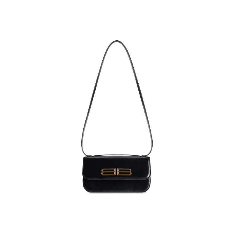 Balenciaga Gossip Embossed Cow Leather Shoulder Bag, Crossbody Bag Small Size Women's Black-1